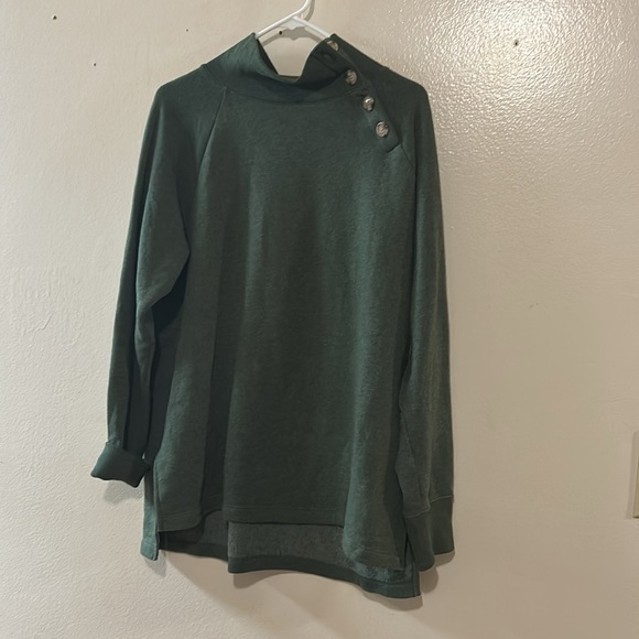 J Crew Factory Wide button-collar pullover sweatshirt SZ Large - Picture 2 of 8